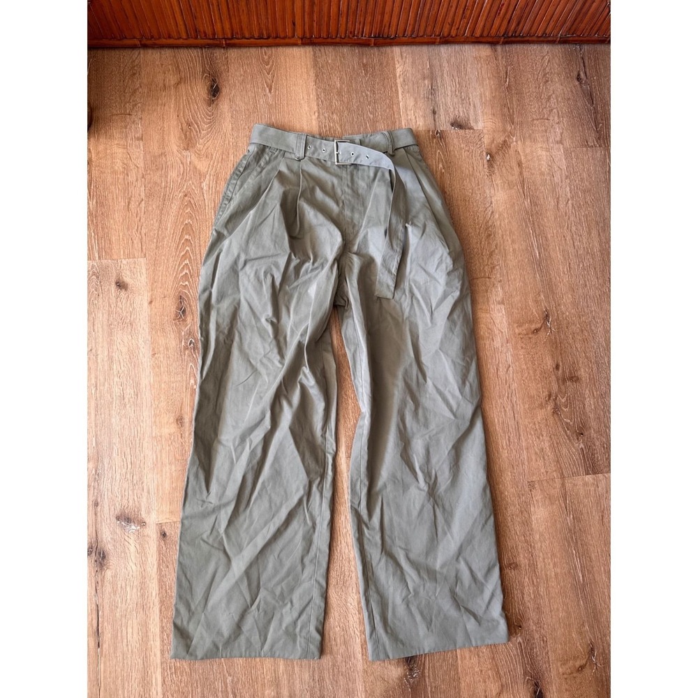 Song of Style Sage Green Wide Leg‎ Belted Pleated Trousers Size S